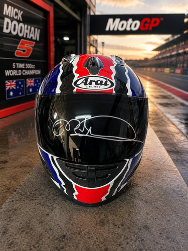 Mick doohan hand signed arai - signed,