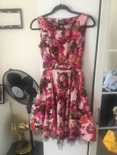 Hearts & Roses Dress Ladies UK 10 Bold Floral Rockabilly Swing 50's/60's