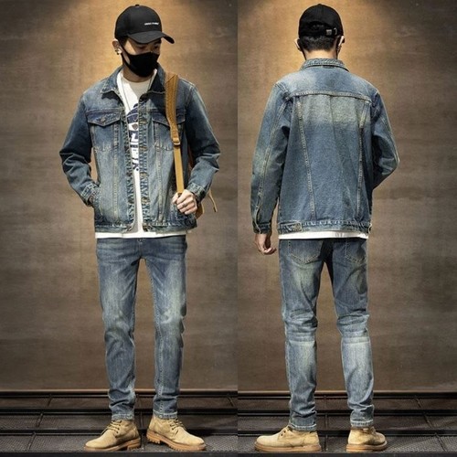 Men vintage denim jacket pants - vintage,