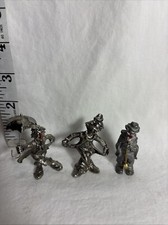 Three Vintage Pewter Clowns