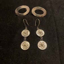 2 Pairs of Silvertone Earrings