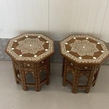 PAIR OF INDIAN INLAID FOLDING HOSHIARPUR SIDE TABLES