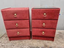 Mid Century Vintage Pink Velvet Bedside Tables With Glass Tops Retro MCM