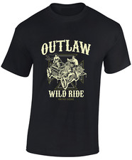 WILD RIDE OUTLAW MENS T SHIRT BIKER CLOTHING MOTORCYCLE MOTORBIKE TOP