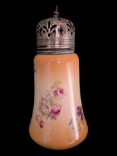 Antique Ceramic Sugar Shaker Muffineer with Metal Pierced Lid c.1900–1920s
