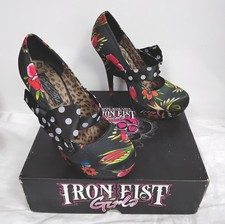 Iron Fist Size UK5 Floral & Bird  Print Platform Heels - SH13GA
