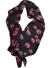 DKNY Black Floral Print Scarf