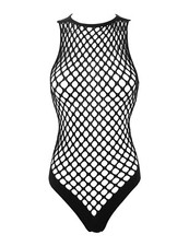 Womens Sexy Metallic Leather Bodysuit Wet Look Cut Out Leotard Catsuit Swimwear