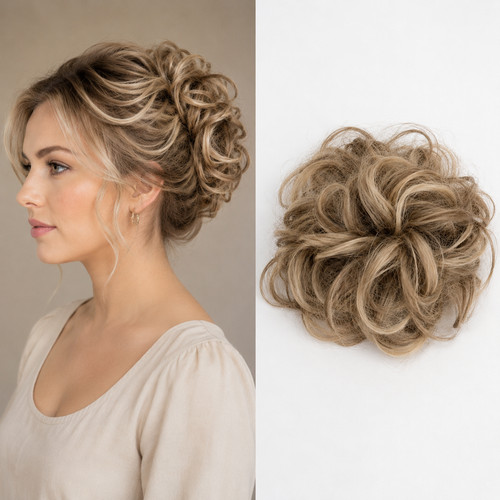 Messy bun hair - messy, extension