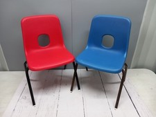 Vintage School Chairs Red & Blue Nursery Kids Child infants Retro 1980s