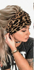 Womens Running Bandana Wide Knottedd Animal Print Headband Hairband Tie 8000