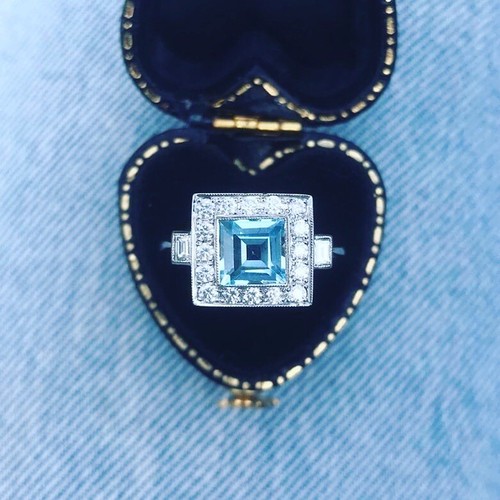 Aquamarine diamond french - aquamarine, &