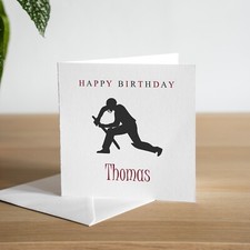 Personalised Handmade Cricket Birthday Card For Him Dad Husband Son Grandson