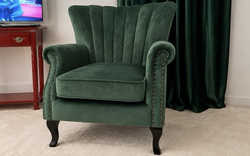 Green velvet wingback - velvet,