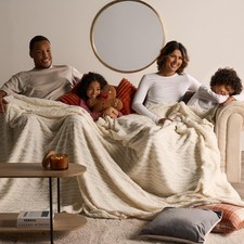 OHS Cable Knit Throw Soft Fleece Family Large Blanket Thermal Bedspread