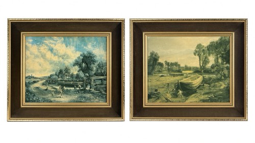 Pair vintage framed prints - pair,