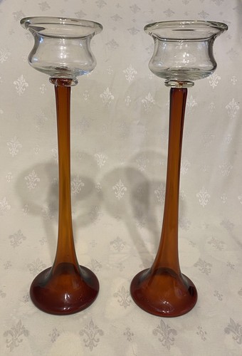 Stunning pair tall art glass - pair,