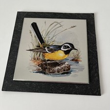 Delabole Slate Wall Hanging with Grey Wagtail Bird - Diamal Crafts CORNWALL