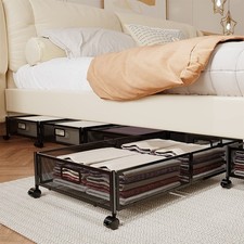 Under Bed Storage Container Metal Rolling Underbed Storage Container for Bedroom