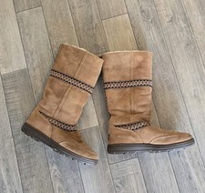 UGG SUNDANCE ULTRA TALL REVIVAL CHESTNUT BRAID LEATHER BOOT UK 6.5 