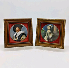 X2 Staffordshire Ceramics Harleigh China Co, Framed Tiles, Lady & Cavalier