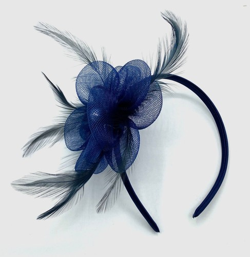 Navy blue aliceband fascinator - navy,