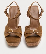 Suede Buckle Ankle Strap Wedge
