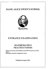 Dame Alice Owen Eleven Plus 11+ Mathematics English Question Papers PDF by Email