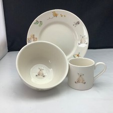 Vintage Marks and Spencer Child's Teddy China Breakfast Set - Cup, Bowl & Plate