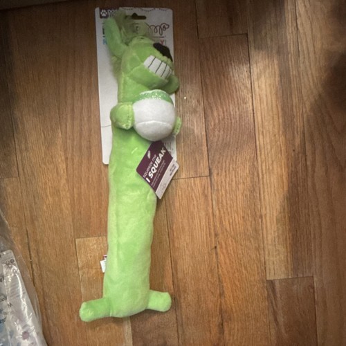 Dog toy green plush squeaky - dog,
