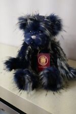 Charlie Bear.  Byte.  Dark Blue and Cream Long Haired Bear.  CB15001BO
