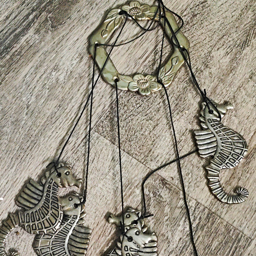 Hanging metal seahorse wind - hanging,