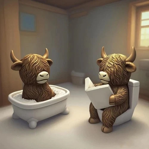 Funny toilet seat cow statue - funny,