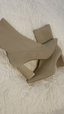 Zara Beige Fabric Sock Heel Boots Size 39 6