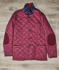 Joules Men's Hillwood Red Quilted Elbow Patch Country Jacket Size L