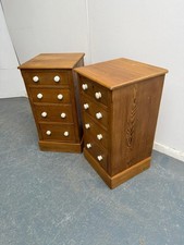 An Amazing Pair of Victorian Antique / Old Pine 4 Drawer Bedside Cabinets
