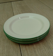 4 Steelite International Side Plates 15cm 6 Inch Cream Green Rim Restaurant Ware