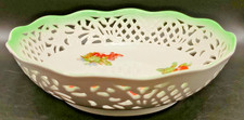 Vintage Schumann Dresden Reticulated Porcelain Fruit Bowl – 25 cm, Green Rim