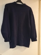 Vintage Le Tricoteur Guernsey Jumper Pure Wool Navy Medium Fisherman Sweater