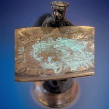 Vintage Bronze Monkey Tray Business Card Holder Soap Dish Trinket Dish 