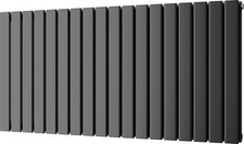 Radiators Matt Black H600xW1224mm Flat Tube Steel 4412 BTUs|RRP £635