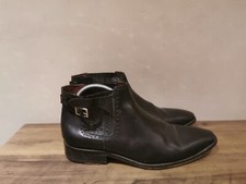 Men's Black Faux Leather Ankle Strap Buckle Casual Boots UK(10) EU(44) OLS-BT079