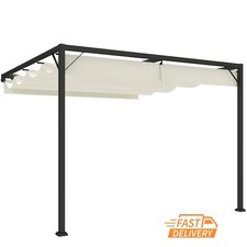 Outdoor Pergola 3 x 3m SOLID METAL FRAME Retractable Canopy Wall Mounted  Gazebo