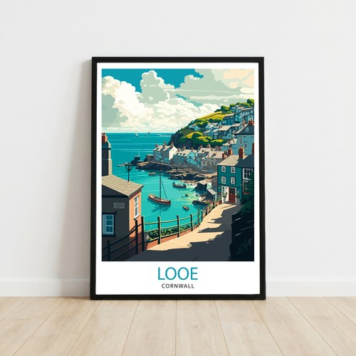 Looe cornwall travel poster - looe,