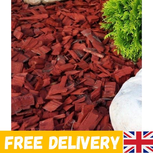 Wood chip red coloured garden - coloured,