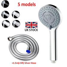 NEW Bath High Pressure Shower Head 5 Mode LARGE Chrome Handset Head Water Saving