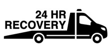 24 HOUR RECOVERY DIE CUT VINYL DECAL - BREAKDOWN RESCUE FOR WINDOW TRUCK VAN ETC