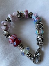 Trollbeads Bracelet With Rare Retired Glass And Silver Beads