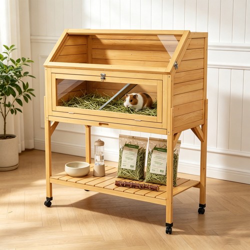 Wooden tier guinea pig hutch - 2-tier,