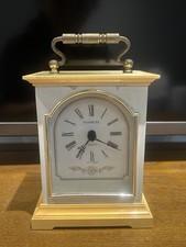 H Samuel Quartz Mantle Piece Clock White & Gold Colour 